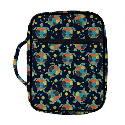 Retro Sea Turtle Pattern Print Front Pocket Bible Bag