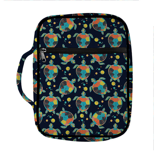 Retro Sea Turtle Pattern Print Front Pocket Bible Bag