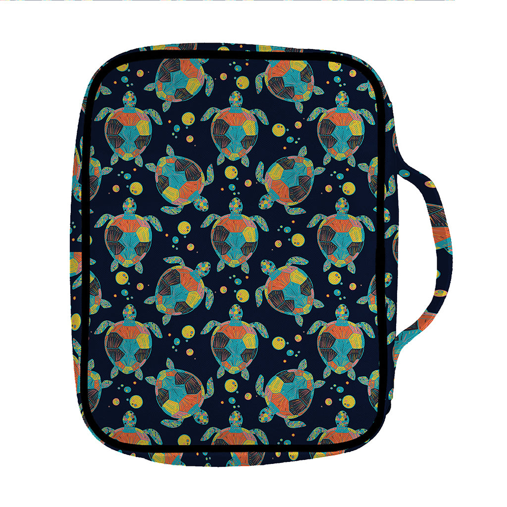 Retro Sea Turtle Pattern Print Front Pocket Bible Bag