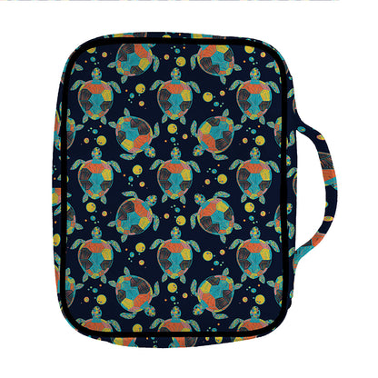 Retro Sea Turtle Pattern Print Front Pocket Bible Bag