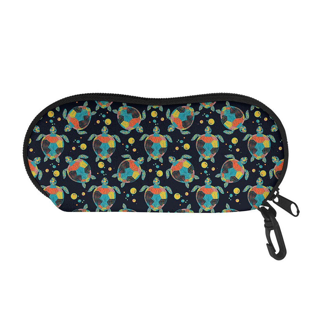 Retro Sea Turtle Pattern Print Glasses Case