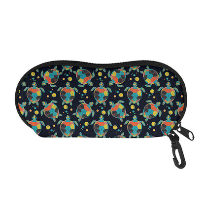 Retro Sea Turtle Pattern Print Glasses Case