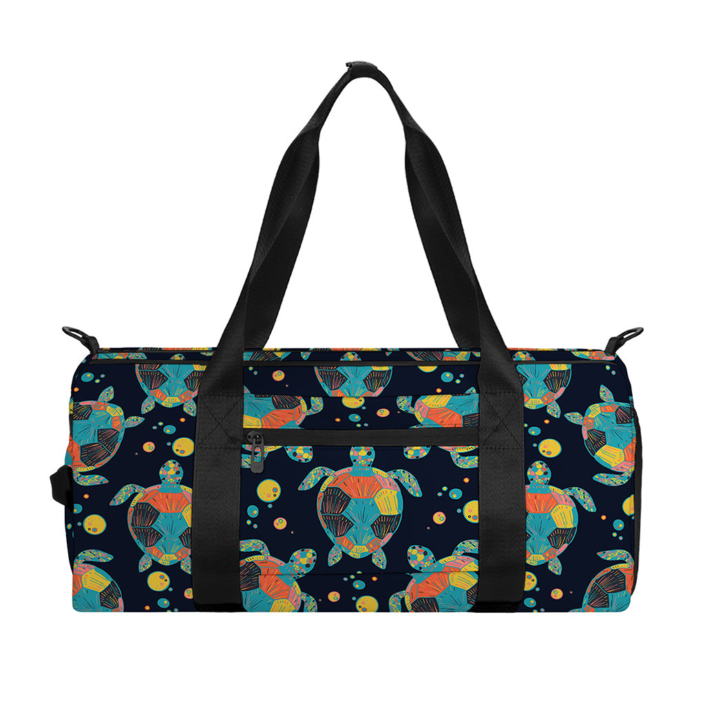 Retro Sea Turtle Pattern Print Gym Bag