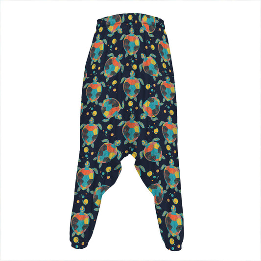 Retro Sea Turtle Pattern Print Hammer Pants