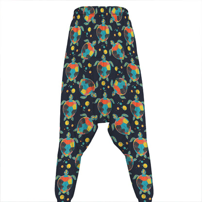 Retro Sea Turtle Pattern Print Hammer Pants