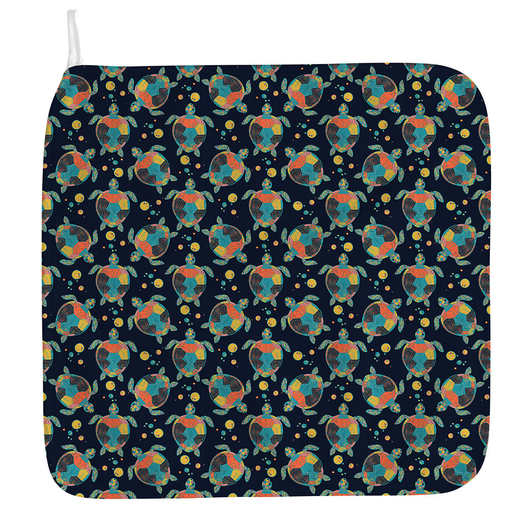 Retro Sea Turtle Pattern Print Hand Towel
