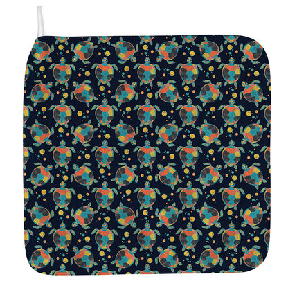 Retro Sea Turtle Pattern Print Hand Towel