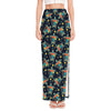 Retro Sea Turtle Pattern Print High Slit Maxi Skirt