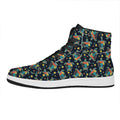 Retro Sea Turtle Pattern Print High Top Leather Sneakers