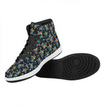 Retro Sea Turtle Pattern Print High Top Leather Sneakers