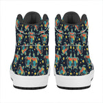 Retro Sea Turtle Pattern Print High Top Leather Sneakers