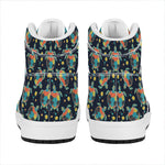 Retro Sea Turtle Pattern Print High Top Leather Sneakers