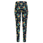 Retro Sea Turtle Pattern Print High-Waisted Pocket Leggings