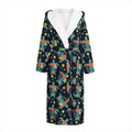 Retro Sea Turtle Pattern Print Hooded Bathrobe