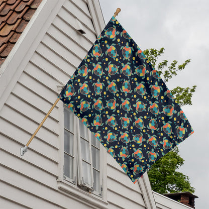 Retro Sea Turtle Pattern Print House Flag