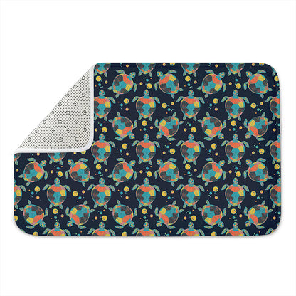 Retro Sea Turtle Pattern Print Indoor Door Mat