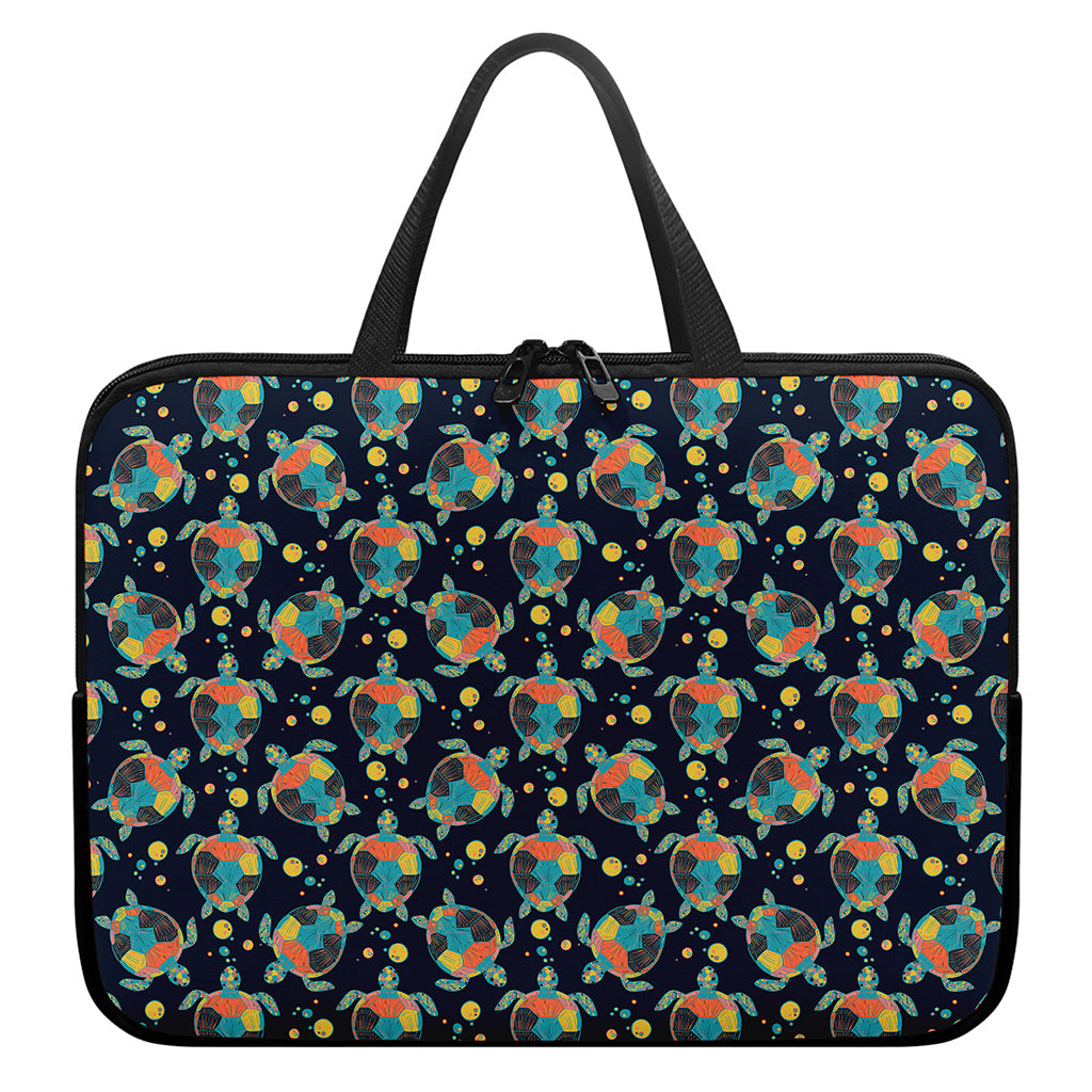 Retro Sea Turtle Pattern Print Laptop Sleeve With Handle