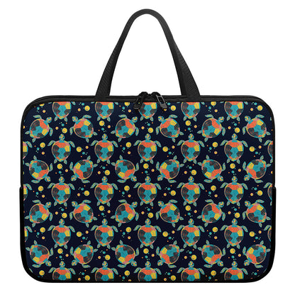 Retro Sea Turtle Pattern Print Laptop Sleeve With Handle