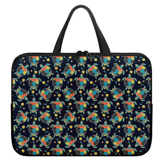 Retro Sea Turtle Pattern Print Laptop Sleeve With Handle