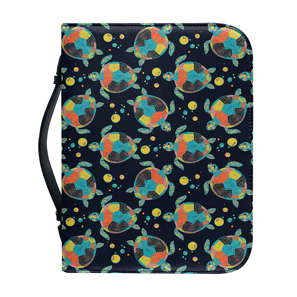 Retro Sea Turtle Pattern Print Leather Bible Cover