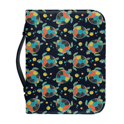 Retro Sea Turtle Pattern Print Leather Bible Cover
