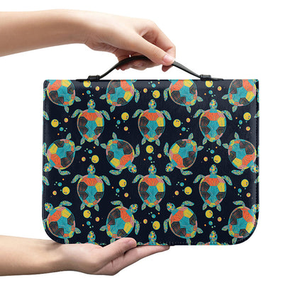 Retro Sea Turtle Pattern Print Leather Bible Cover