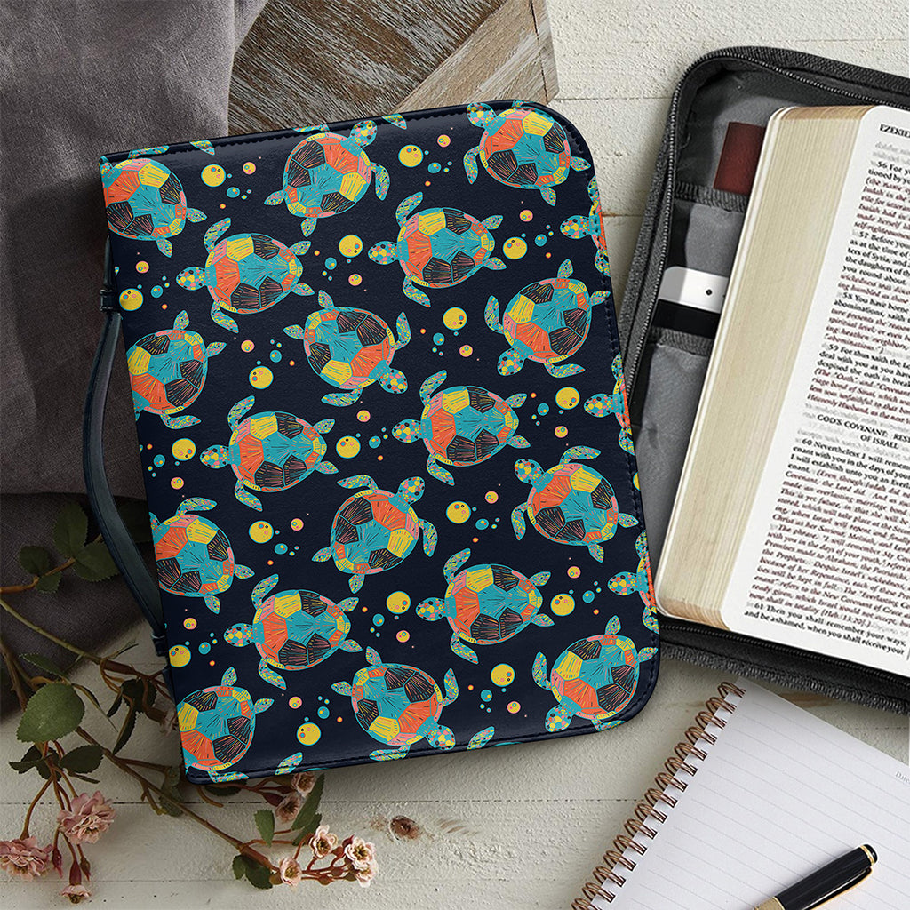 Retro Sea Turtle Pattern Print Leather Bible Cover