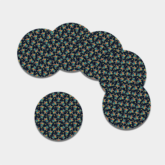 Retro Sea Turtle Pattern Print Leather Coaster Set