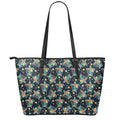 Retro Sea Turtle Pattern Print Leather Tote Bag With Zipper