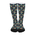 Retro Sea Turtle Pattern Print Long Socks