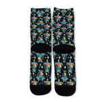 Retro Sea Turtle Pattern Print Long Socks