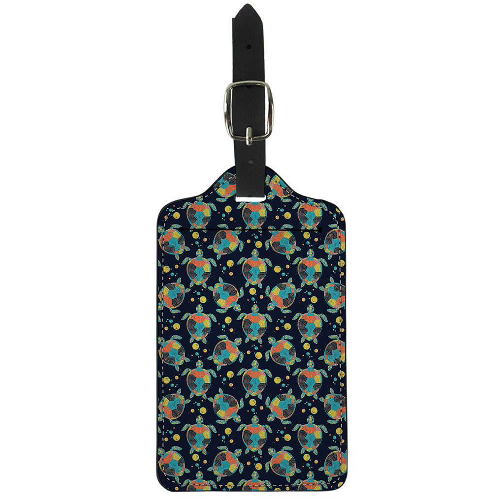 Retro Sea Turtle Pattern Print Luggage Tag