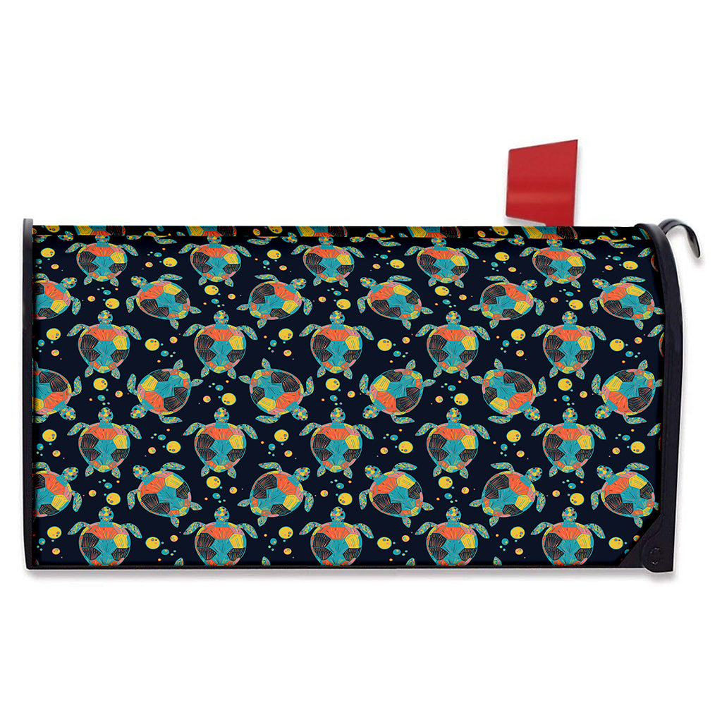 Retro Sea Turtle Pattern Print Mailbox Cover
