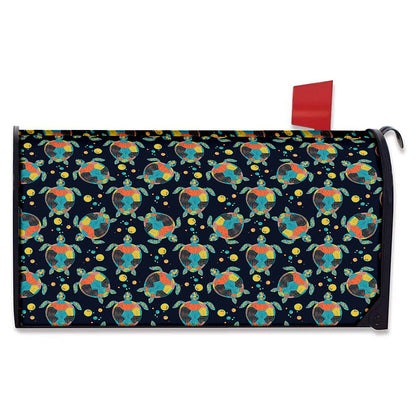 Retro Sea Turtle Pattern Print Mailbox Cover