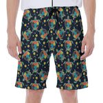 Retro Sea Turtle Pattern Print Men's Beach Shorts