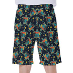 Retro Sea Turtle Pattern Print Men's Beach Shorts