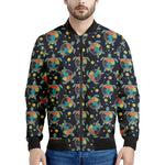 Retro Sea Turtle Pattern Print Men's Bomber Jacket