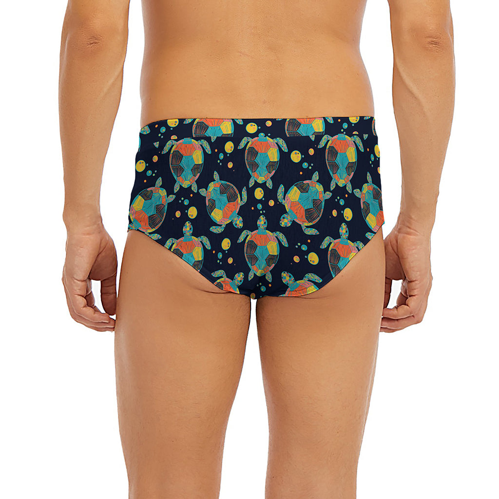 Retro Sea Turtle Pattern Print Men's Briefs