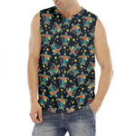 Retro Sea Turtle Pattern Print Men's Fitness Tank Top