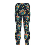 Retro Sea Turtle Pattern Print Men's leggings
