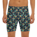 Retro Sea Turtle Pattern Print Men's Long Boxer Briefs
