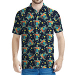 Retro Sea Turtle Pattern Print Men's Polo Shirt