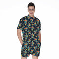 Retro Sea Turtle Pattern Print Men's Romper