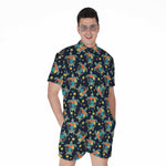 Retro Sea Turtle Pattern Print Men's Rompers