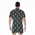 Retro Sea Turtle Pattern Print Men's Rompers