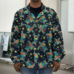 Retro Sea Turtle Pattern Print Men's Shirt Jacket