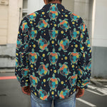Retro Sea Turtle Pattern Print Men's Shirt Jacket