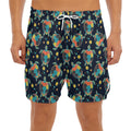 Retro Sea Turtle Pattern Print Men's Split Running Shorts