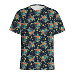 Retro Sea Turtle Pattern Print Men's Sports T-Shirt