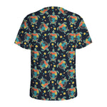 Retro Sea Turtle Pattern Print Men's Sports T-Shirt